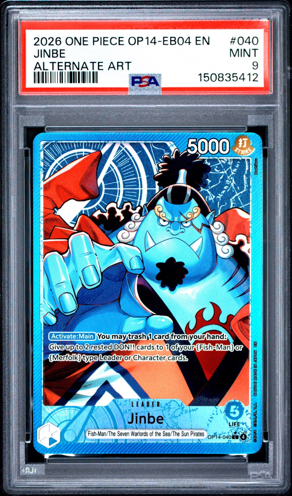 Jinbe - OP14-040 (Alternate Art) (The Azure Sea's Seven) — PSA 9