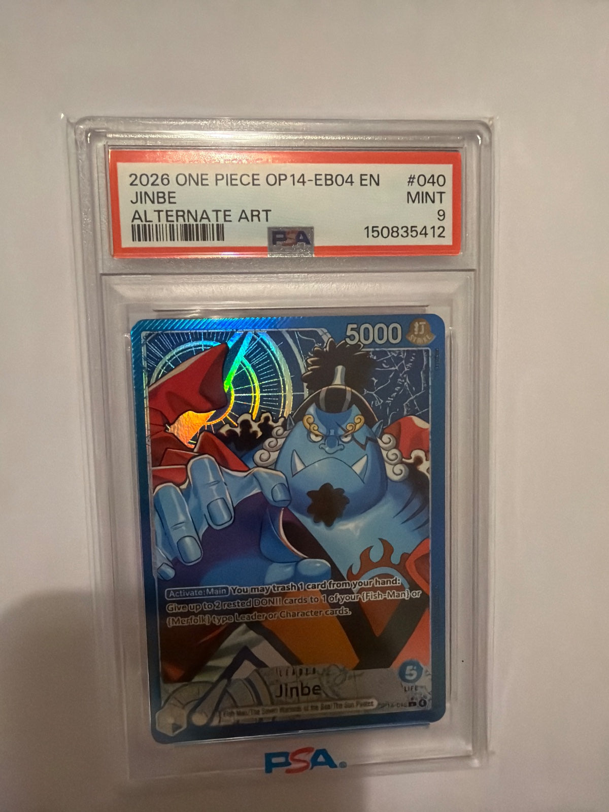 Jinbe - OP14-040 (Alternate Art) (The Azure Sea's Seven) — PSA 9