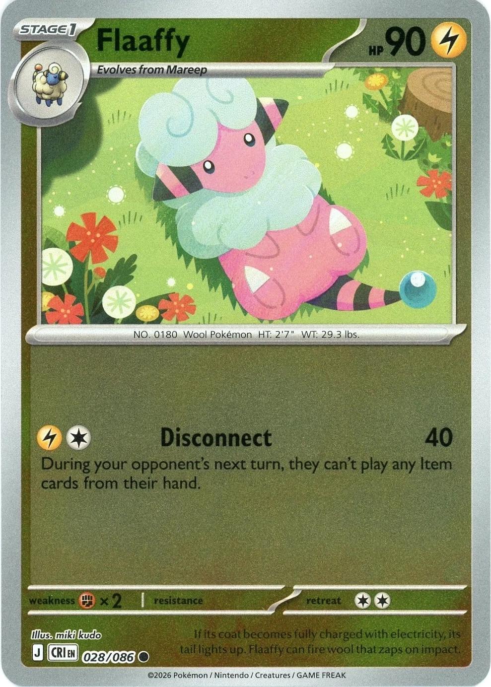 Flaaffy [Reverse Holo] #28 Pokemon Chaos Rising