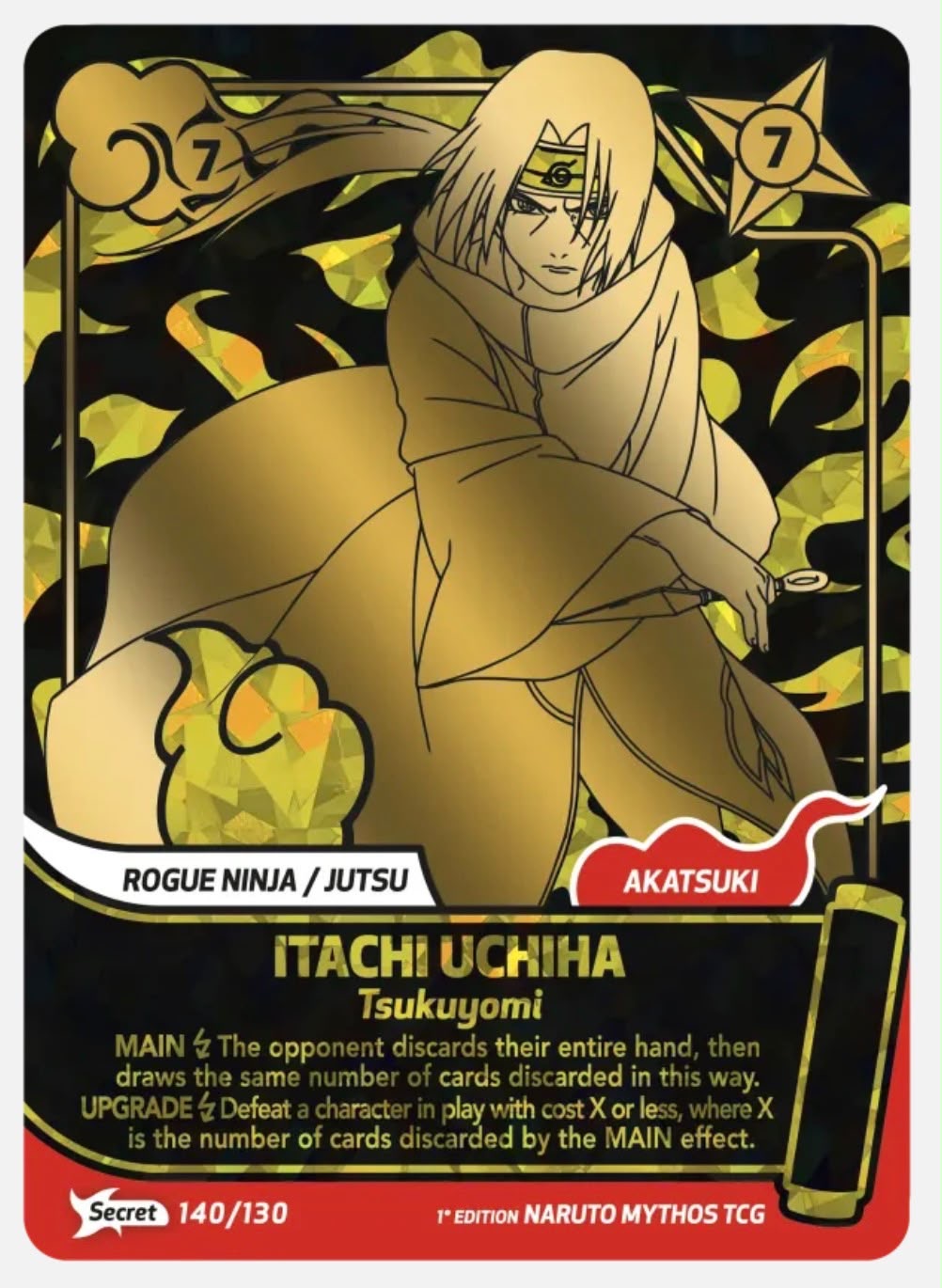 Naruto Mythos TCG – Itachi Uchiha Tsukuyomi Secret 140/130 + Itachi Uchiha Amaterasu 128/130