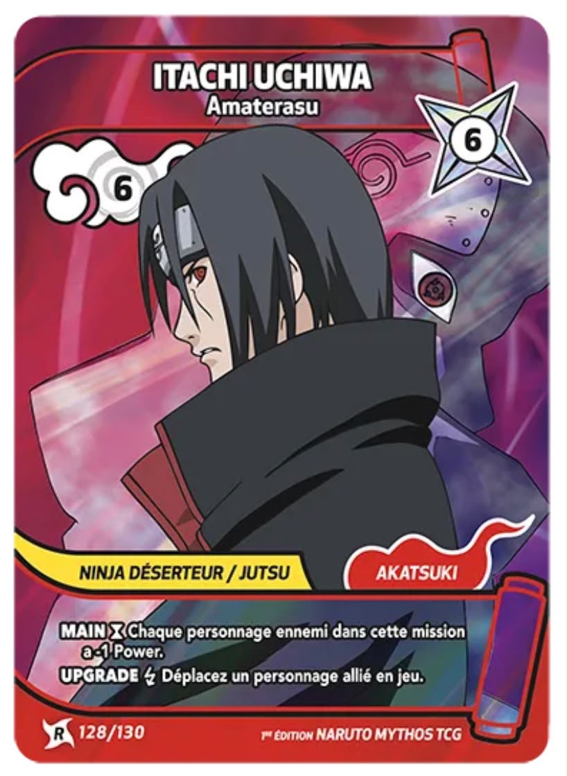 Naruto Mythos TCG – Itachi Uchiha Tsukuyomi Secret 140/130 + Itachi Uchiha Amaterasu 128/130