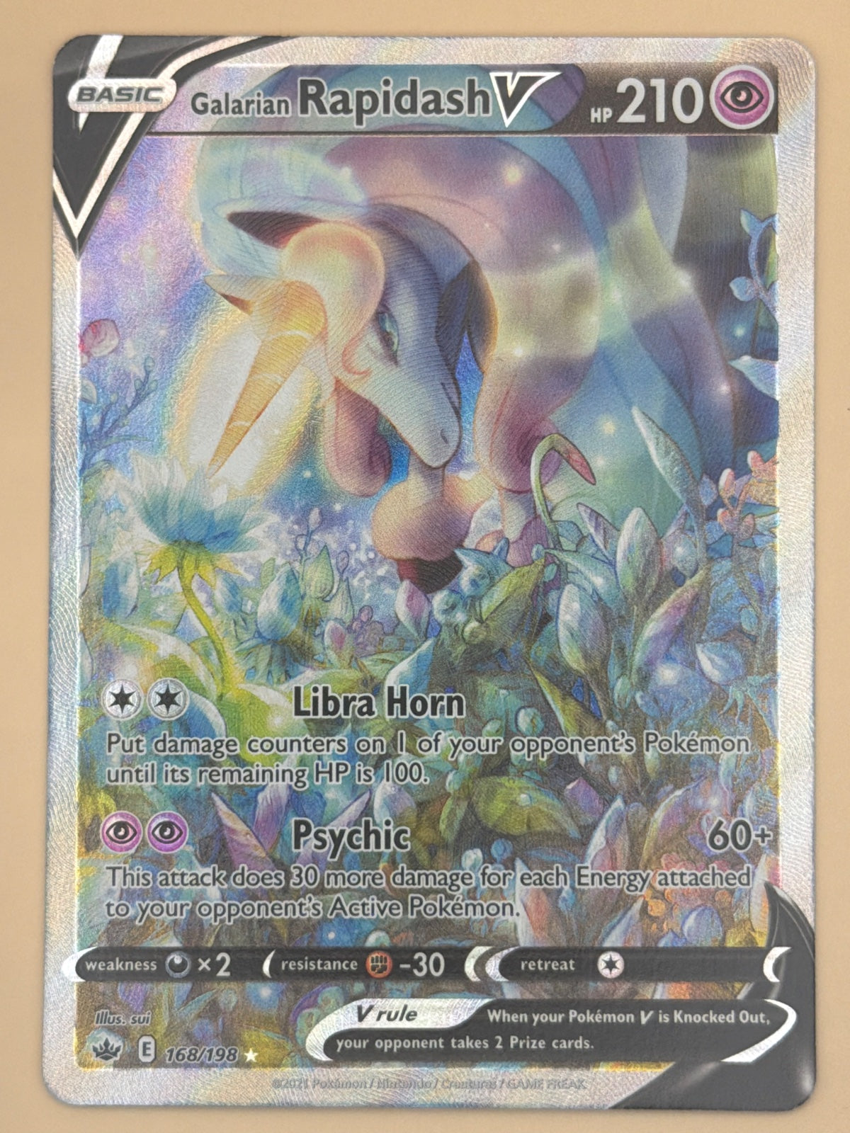 Galarian Rapidash V (Alternate Full Art) 168/198 · Holofoil (Chilling Reign)