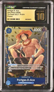 One Piece TCG: Portgas D. Ace Tin Pack Vol.2 CGC PRISTINE 10