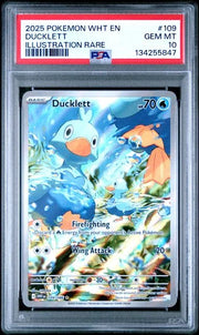 Ducklett 109/086 · Holofoil (White Flare) — PSA 10