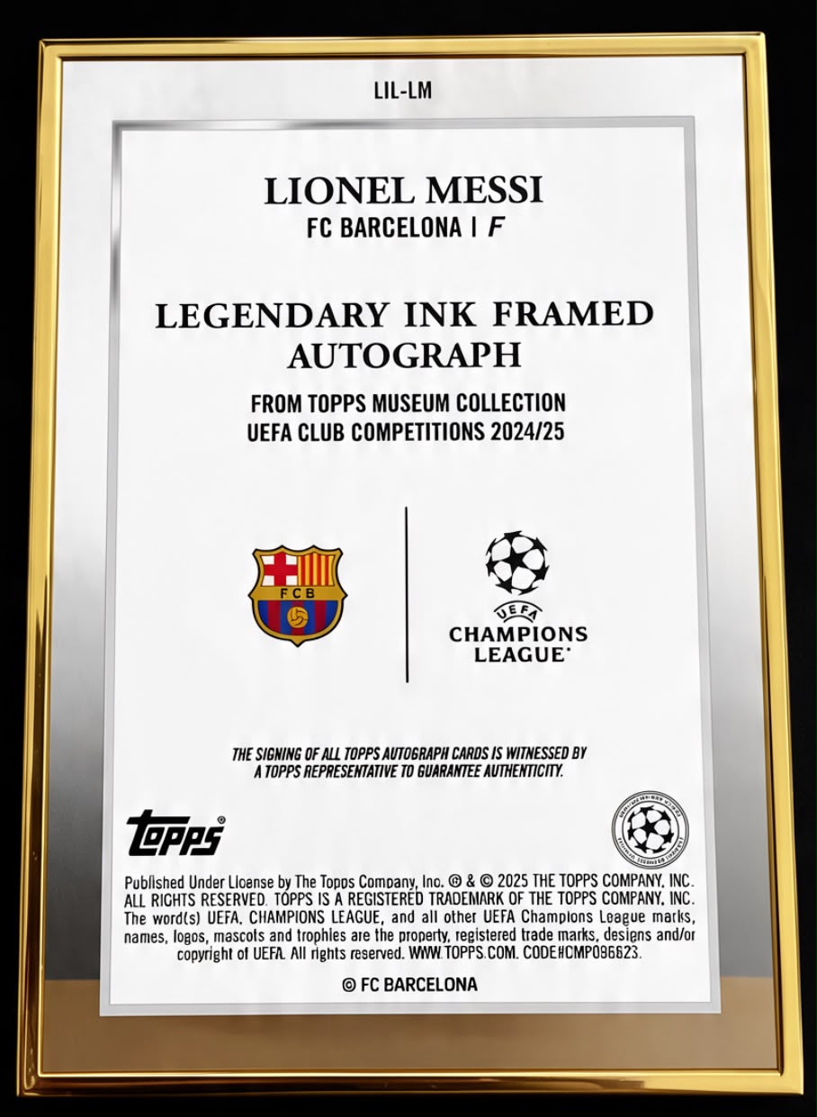 2024-25 Topps Museum - Lionel Messi Gold Frame On Card Auto 02/10