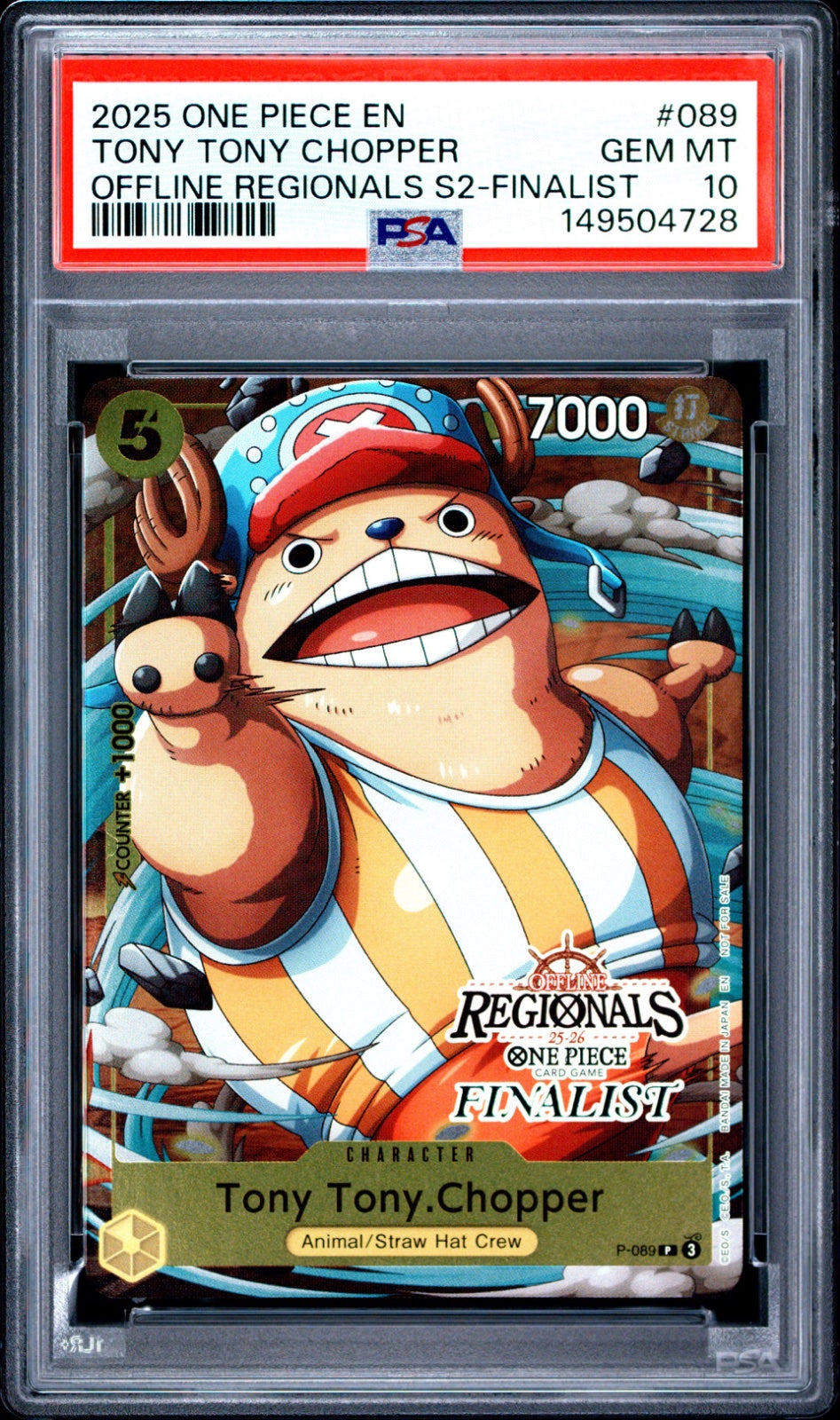 PSA 10 - One Piece - Offline Regionals S2 - Finalist Ver. (Complete Set) (4 Sequential Slabs Bundle)