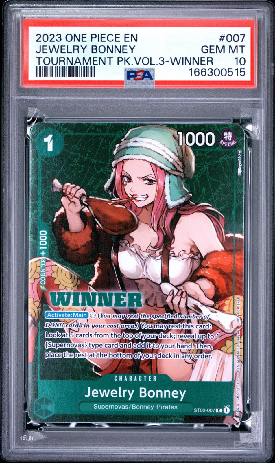 PSA 10 - One Piece - Jewelry Bonney - Tournament Pack Vol 3 - Winner