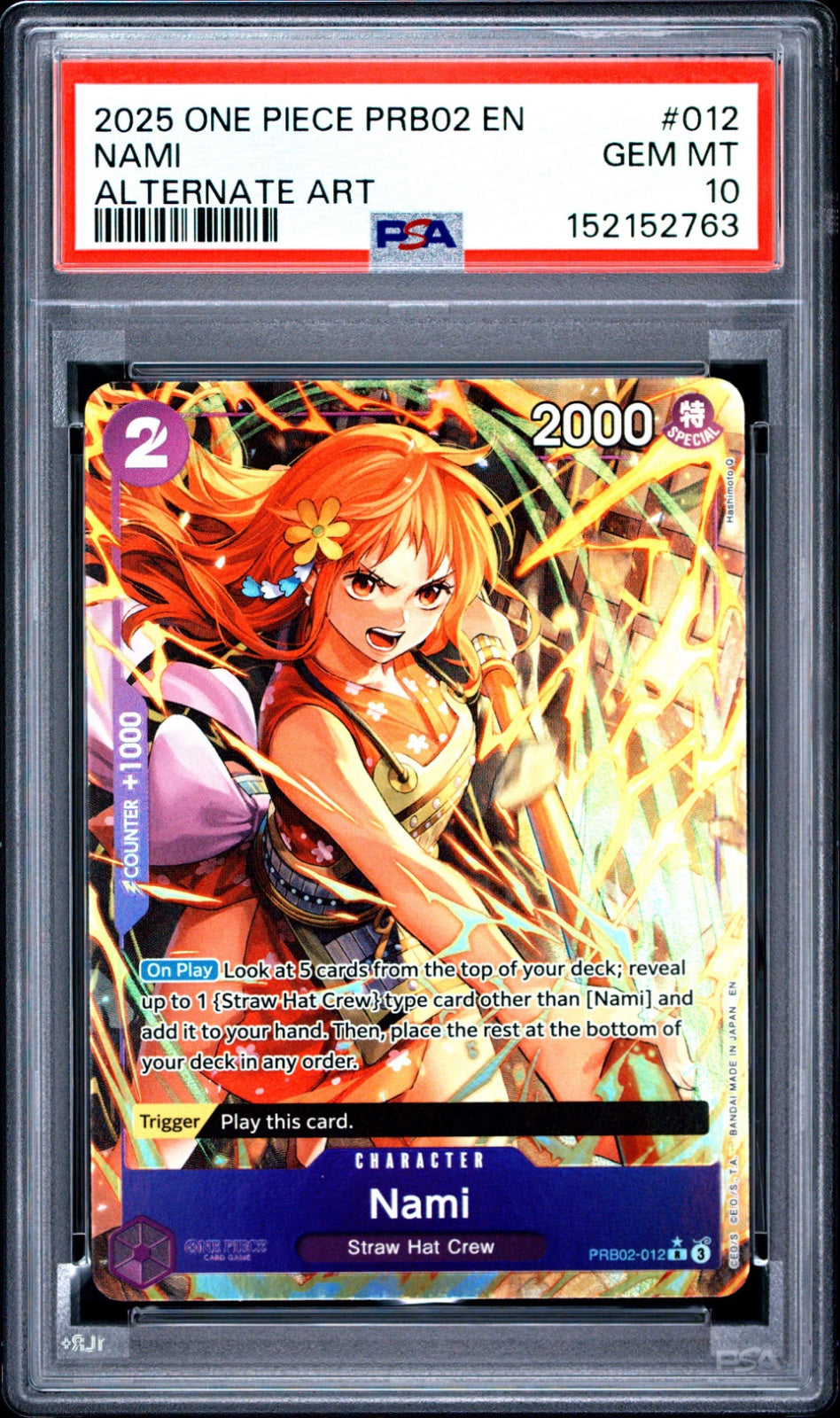 PSA 10 - One Piece - Nami (Alternate Art) PRB02-012 · Foil (Premium Booster -The Best- Vol. 2) — PSA 10