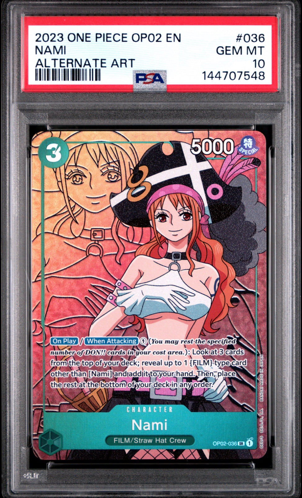 Nami (Alternate Art) OP02-036 · Foil (Paramount War) — PSA 10
