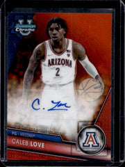 2023-24 Bowman University Chrome Caleb Love Prospects Auto Orange Refractor #/25