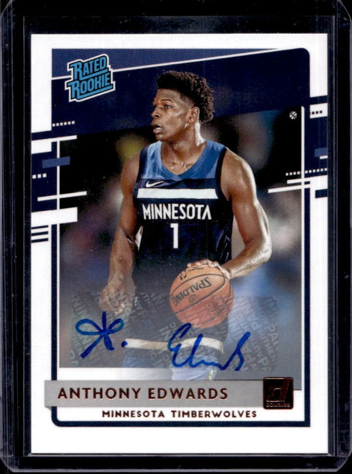2020-21 Donruss Anthony Edwards Rated Rookie RC Auto #201 Timberwolves