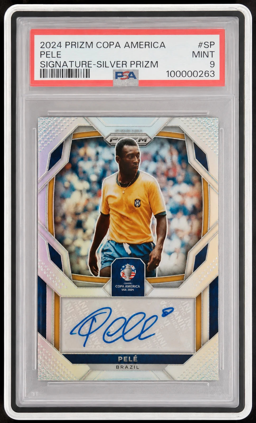 2024 Panini Prizm Copa America Pele Signatures Silver /25 PSA 9