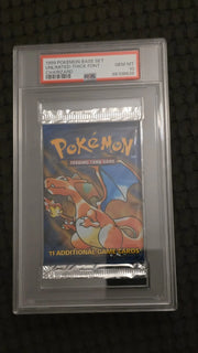 1999 Pokemon Base Set Unlimited Booster Pack Charizard Artwork PSA 10 GEM MINT (Thick Font)