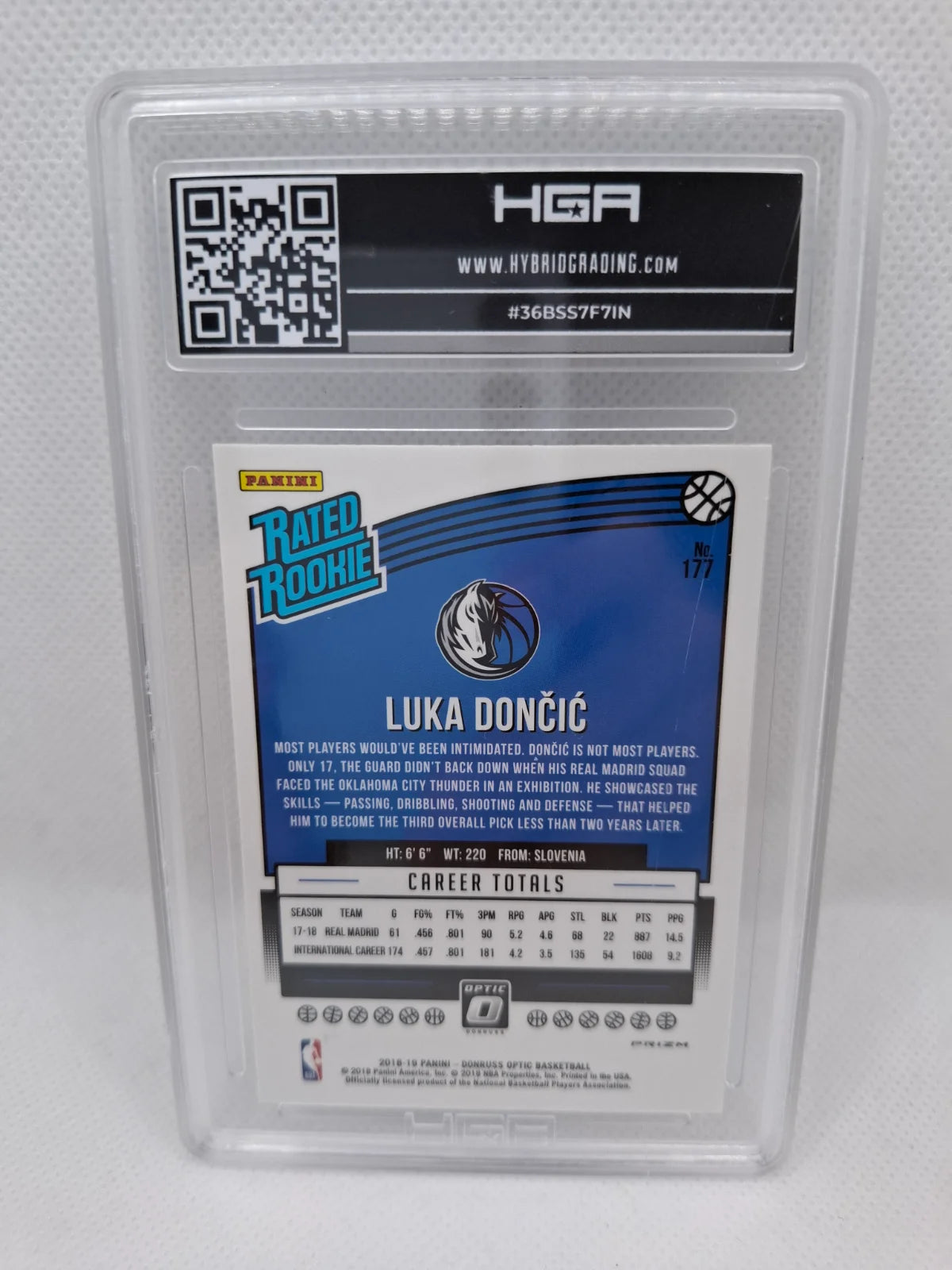 2018-19 Panini Donruss Optic Rated Rookies Luka Doncic SHOCK HGA 9