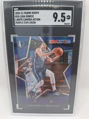 2020-21 Panini Hoops #18 Luka Doncic Purple Explosion SGC 9.5