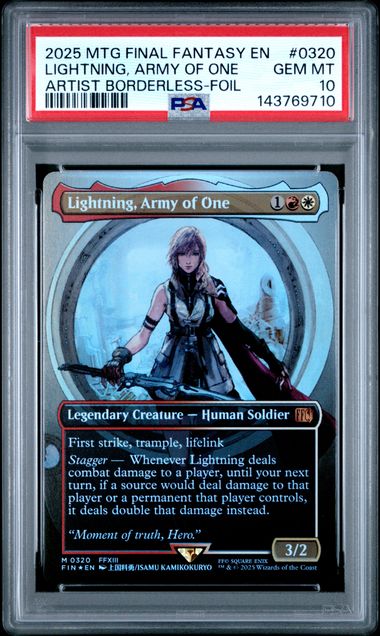 Lightning, Army of One (Borderless) (0320) · Foil (Universes Beyond: FINAL FANTASY) — PSA 10