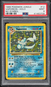 Vaporeon 12 · No Rarity Symbol (ERROR) (Jungle) — PSA 9 *SHIPS 1st -7th SEPTEMBER*