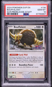 Bouffalant (Prerelease) [Staff] 136 · Holofoil (Scarlet & Violet Promo) — PSA 10 *SHIPS 1st - 7th SEPTEMBER*