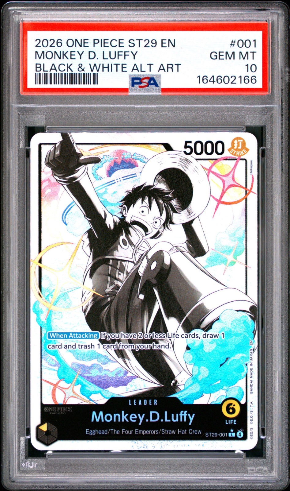 Monkey.D.Luffy (001) (Parallel) ST29-001 · Foil (Starter Deck 29: Egghead) — PSA 10