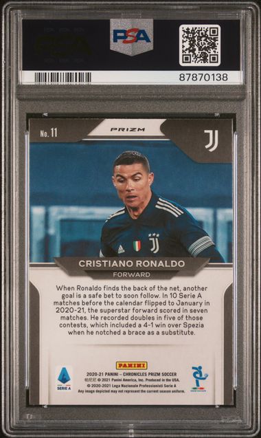 2020 Panini Chronicles Prizm Serie A #11 Cristiano Ronaldo Gold Power PSA 8