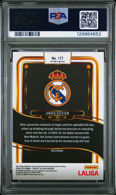 2024-25 Panini Select La Liga #117 Arda Guler White Sparkle PSA 9