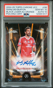 2024-25 Topps Chrome UCC Black Lazer Auto Gianluigi Buffon Orange /25 PSA 10 Auto 10