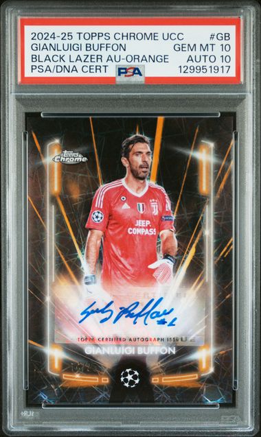 2024-25 Topps Chrome UCC Black Lazer Auto Gianluigi Buffon Orange /25 PSA 10 Auto 10