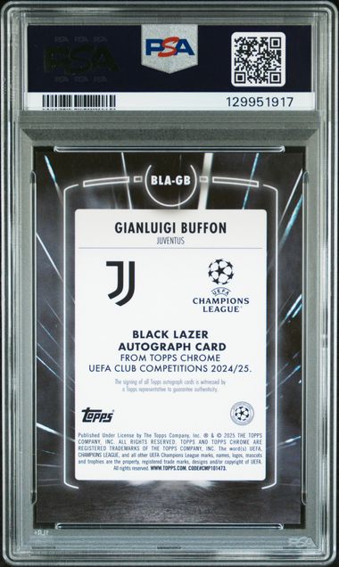 2024-25 Topps Chrome UCC Black Lazer Auto Gianluigi Buffon Orange /25 PSA 10 Auto 10