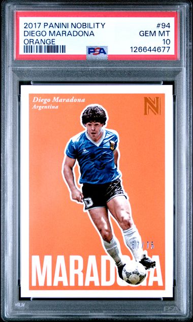 2017 Panini Nobility #94 Diego Maradona Orange /75 PSA 10