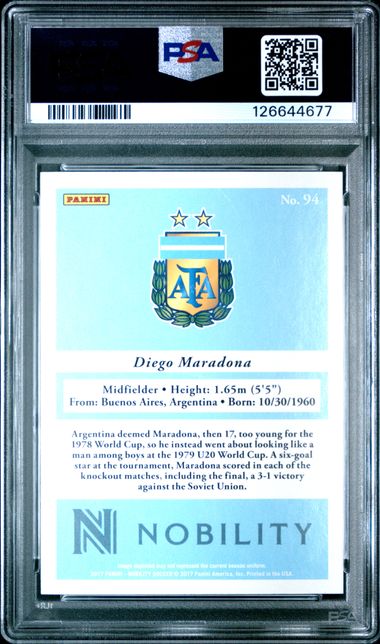 2017 Panini Nobility #94 Diego Maradona Orange /75 PSA 10