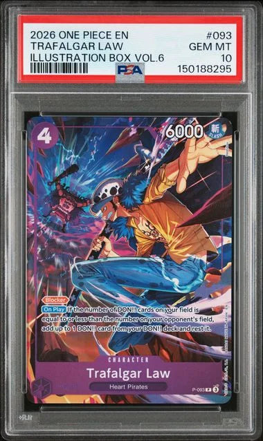 Trafalgar Law (Illustration Box Vol.6) P-093 · Foil (One Piece Promotion Cards) — PSA 10