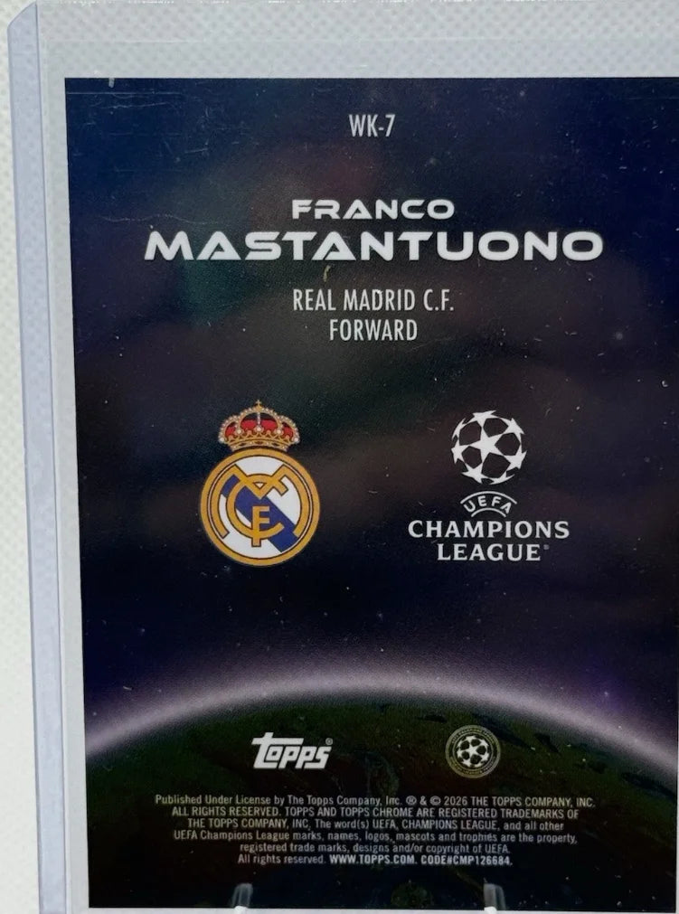 FRANCO MASTANTUONO 2025-26 TOPPS CHROME UCL WONDERKIDS ROOKIE REFRACTOR