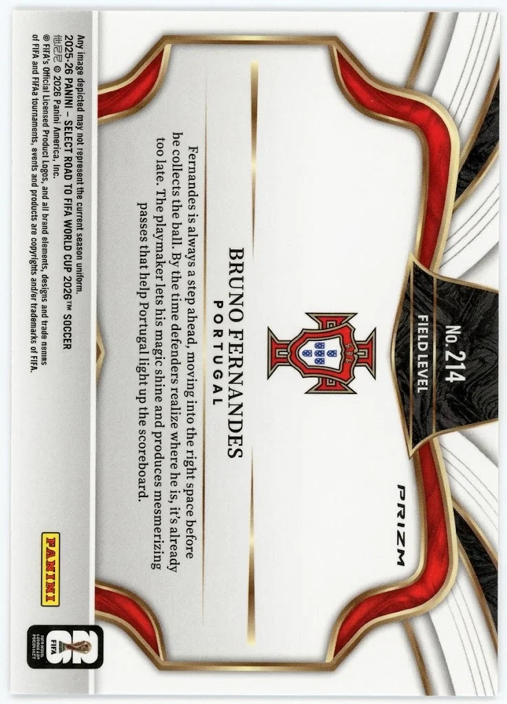 2025-26 Panini Select Road to FIFA World Cup - Bruno Fernandes Field Level #214 (Red Pandora Prizm)