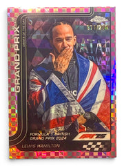 2025 Topps Chrome F1 Lewis Hamilton Driver of the Day Checker Flag Pink Refractor /250