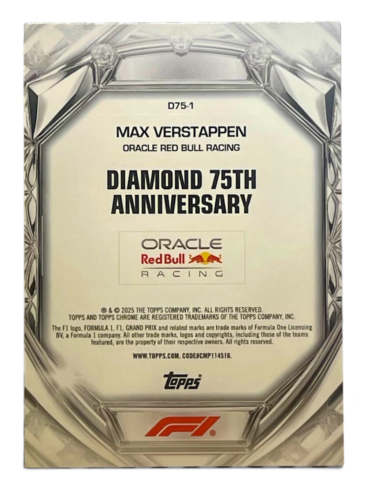 2025 Topps Chrome Max Verstappen 75th Anniversary Diamond