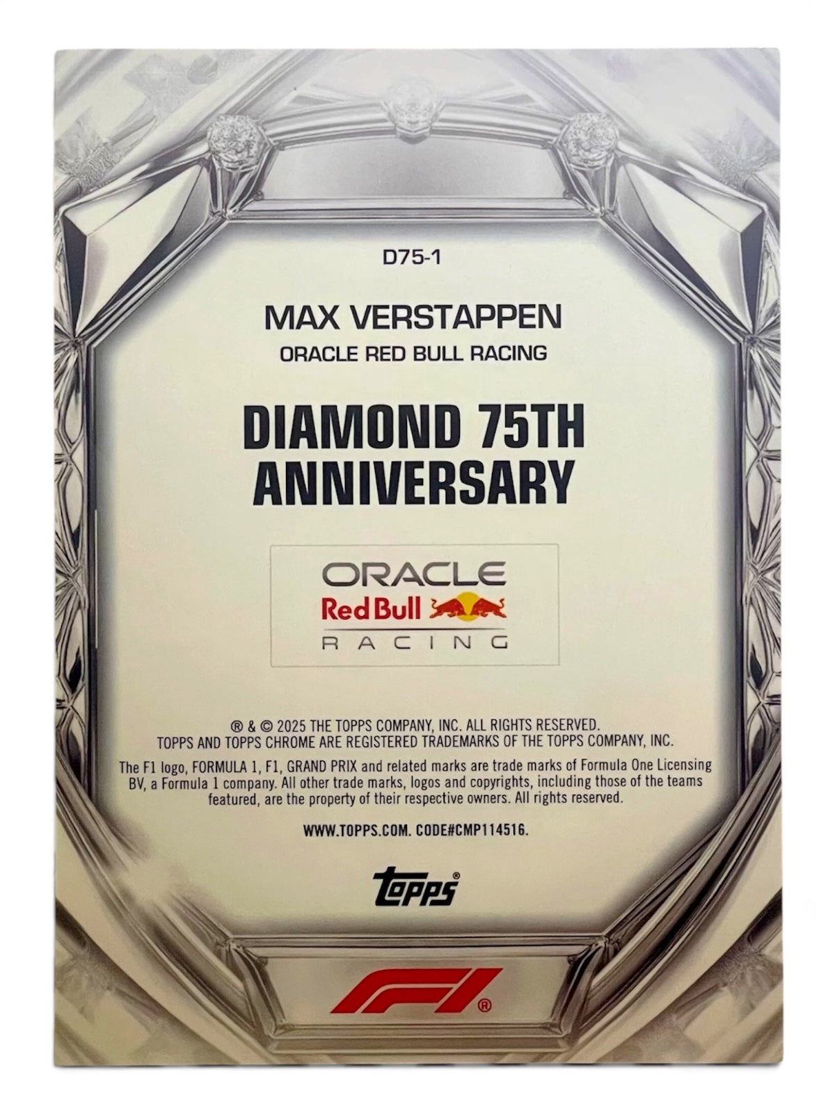 2025 Topps Chrome Max Verstappen 7th Anniversary Diamond Purple /199