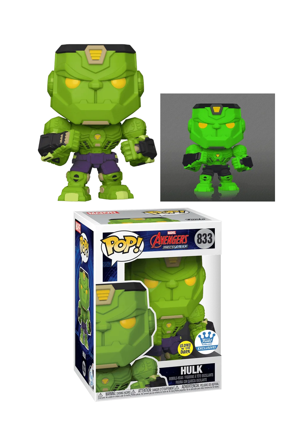 Funko Pop! Marvel Avengers Mech Strike: Hulk#833, Funko Exclusive - Glows In The Dark