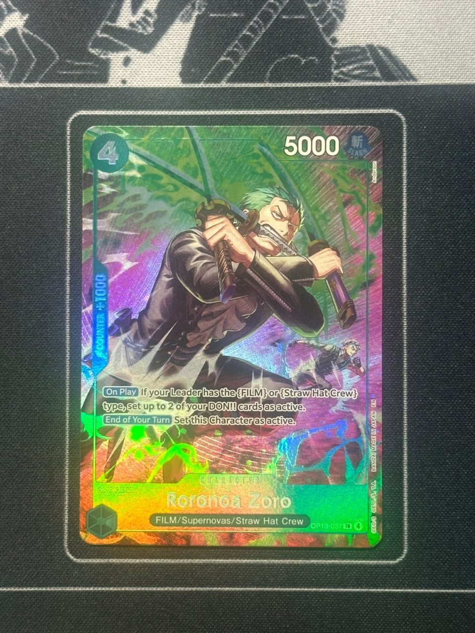 Roronoa Zoro (OP13-037) · Foil (Adventure on Kami's Island) LP bottom right whitening