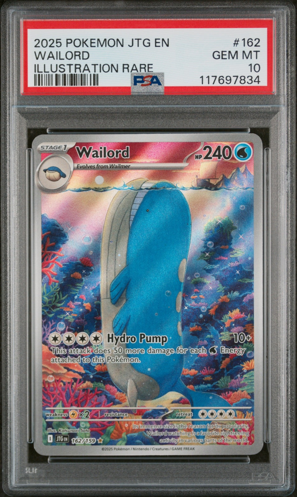 Wailord 162/159 · Holofoil (Journey Together) — PSA 10