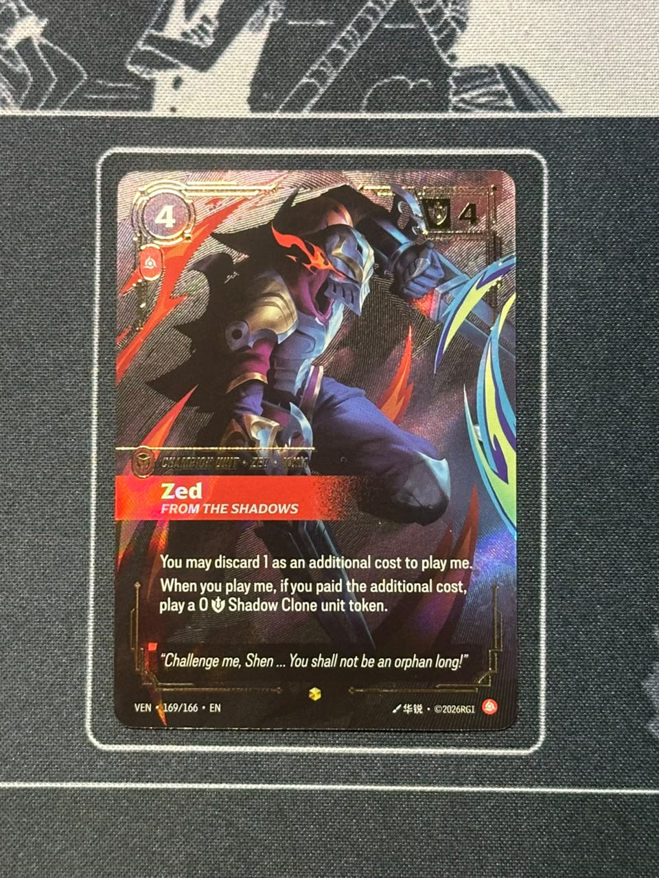 Zed, From the Shadows (Overnumbered) 169/166 · Foil (Vendetta)