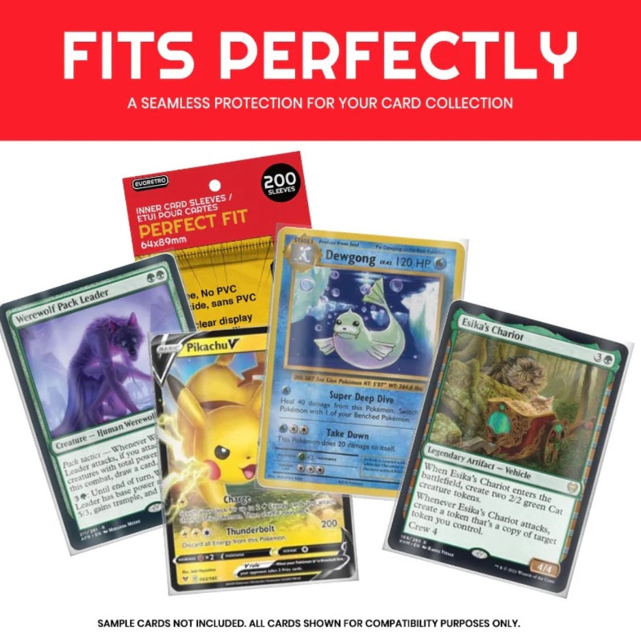 EVORETRO Sleeves Perfect Fit for Pokemon/Lorcana/MTG Cards 200 Pack