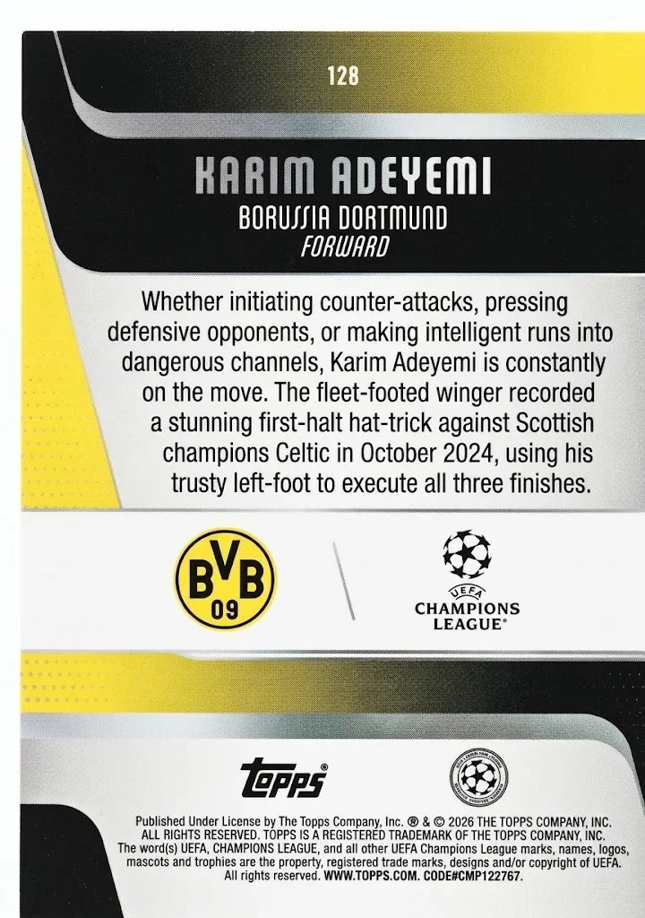 2025-26 Topps UEFA Club Competitions #128 Karim Adeyemi Green Foil #12/99