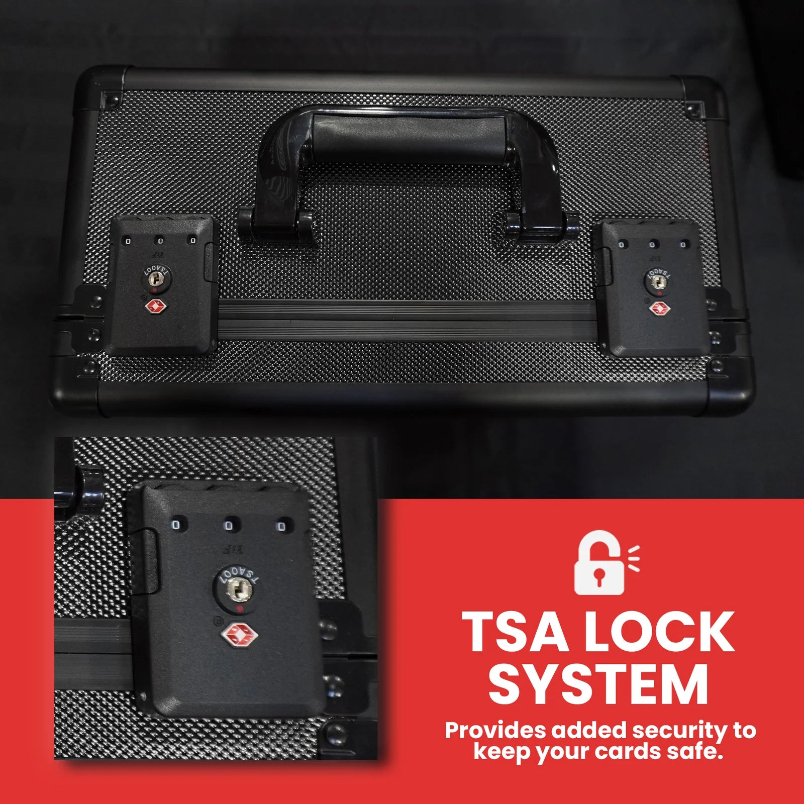 EVORETRO X Black Aluminum Graded Card Storage Box 3 Rows TSA Lock good for 90 cards