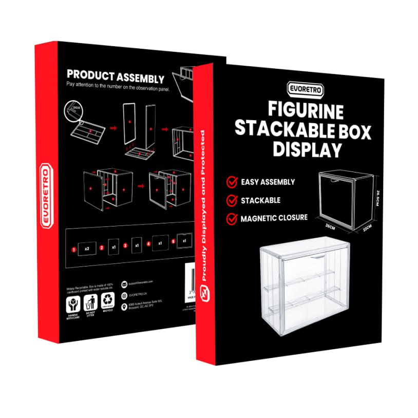 EVORETRO Figurine Stackable Box  Display : 6,3*24*27cm