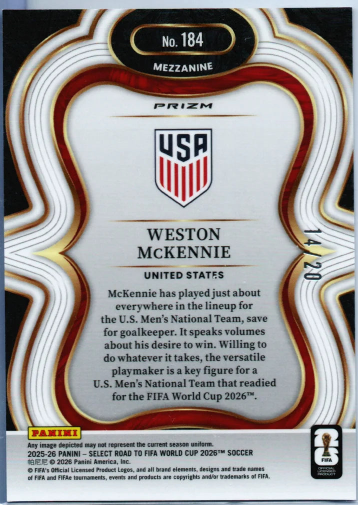 2025-26 Select Road to FIFA World Cup Weston McKennie Mezzanine White #14/20