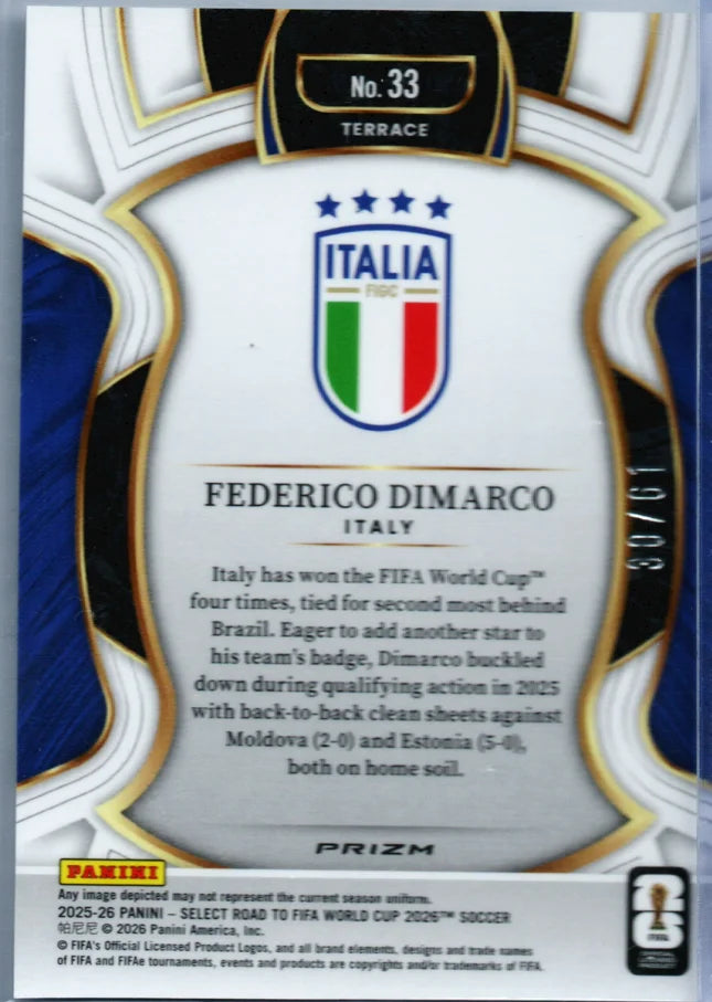 Panini 2025 Select Road to FIFA WC 2026 Federico Dimarco #33 Terrace Prizm 30/61