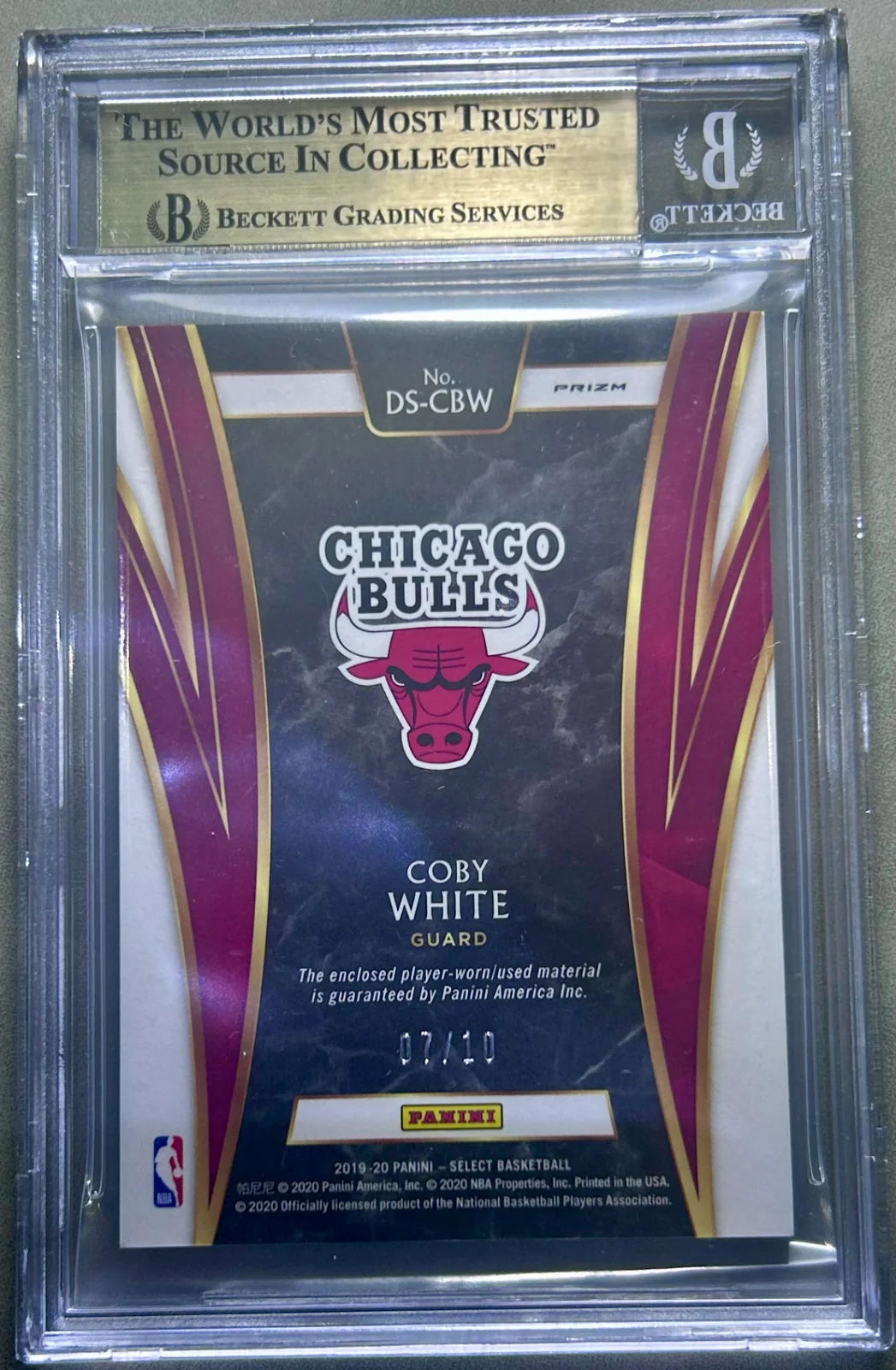 Coby White 2019-20 Select Draft Selections Memorabilia Prizms Gold/10 BGS 9.5