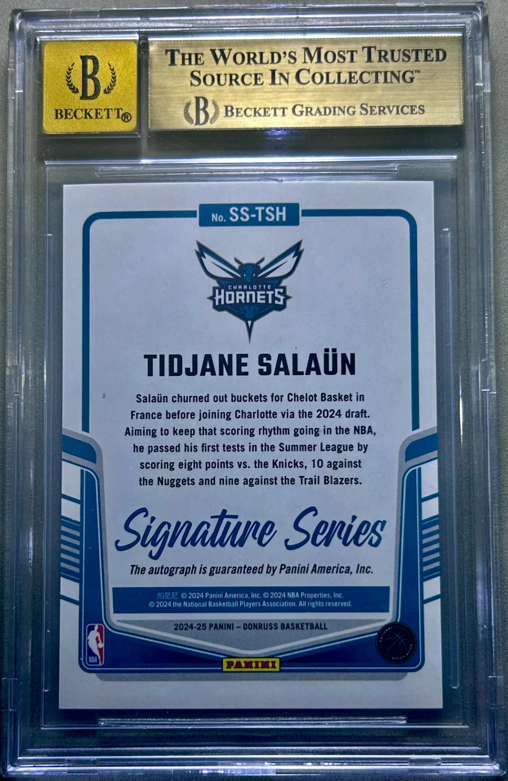 Tidjane Salaun 2024-25 Donruss Signature Series Holo Gold Laser /10 BGS 9.5