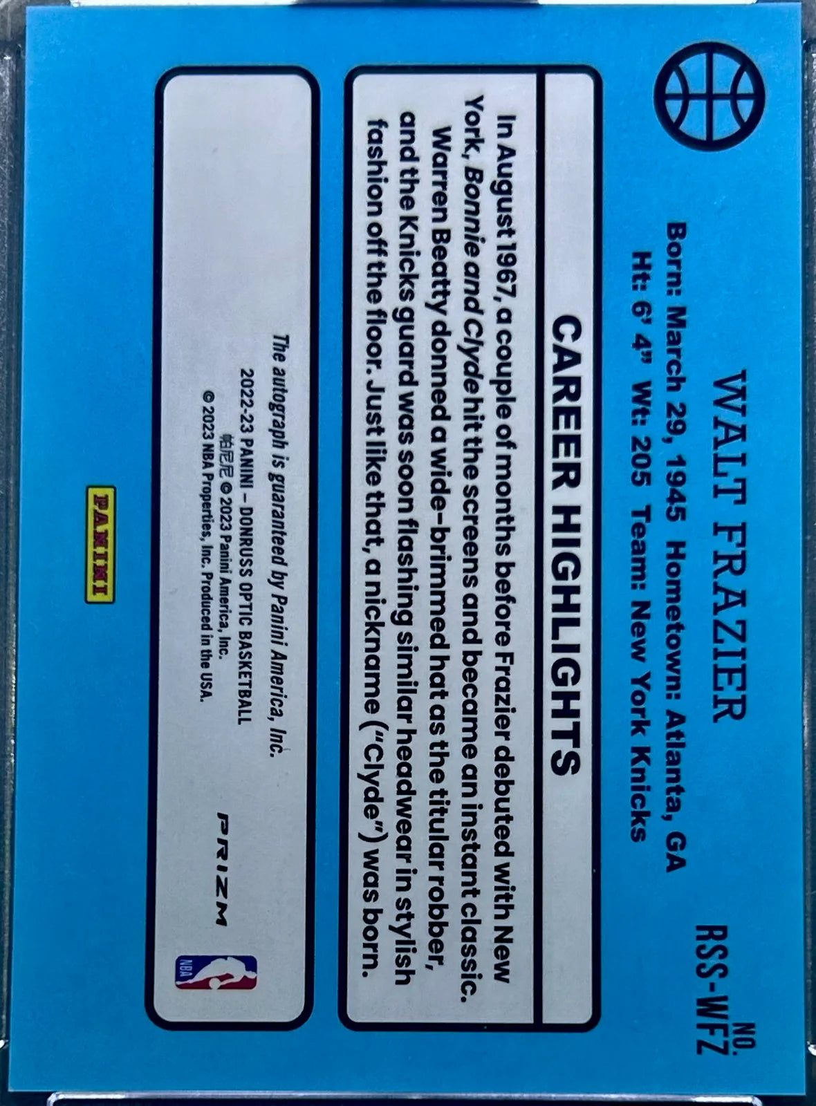 Walt Frazier 2022-23 Panini Donruss Mojo Autographs