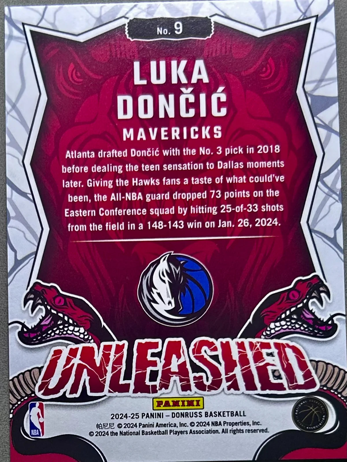 Luka Doncic 2024-25 Panini Donruss Unleashed International Blue Stars /99